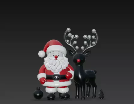 3D Santa with Reindeer Holiday Render 3D print model_1