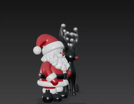 3D Santa with Reindeer Holiday Render 3D print model_5
