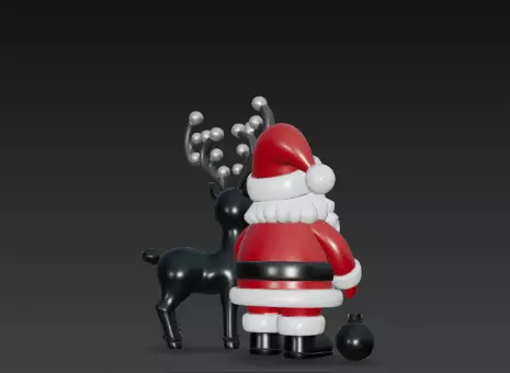 3D Santa with Reindeer Holiday Render 3D print model_7