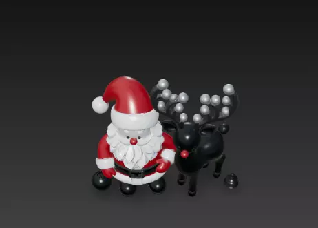 3D Santa with Reindeer Holiday Render 3D print model_13