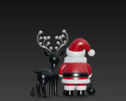 3D Santa with Reindeer Holiday Render 3D print model_8