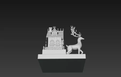 3D Christmas House with Deer Scene 3D print model_20