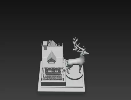3D Christmas House with Deer Scene 3D print model_12