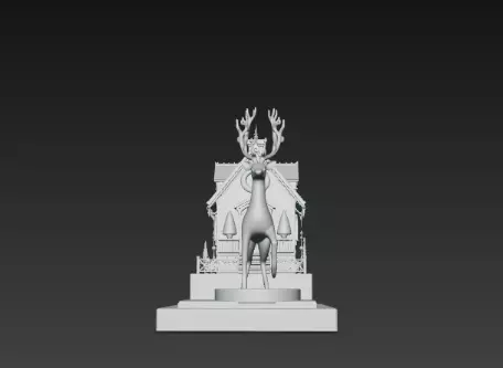 3D Christmas House with Deer Scene 3D print model_10
