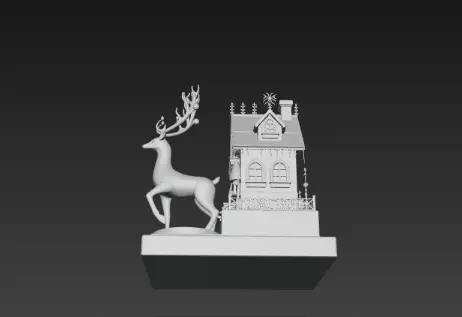3D Christmas House with Deer Scene 3D print model_17