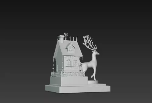 3D Christmas House with Deer Scene 3D print model_2