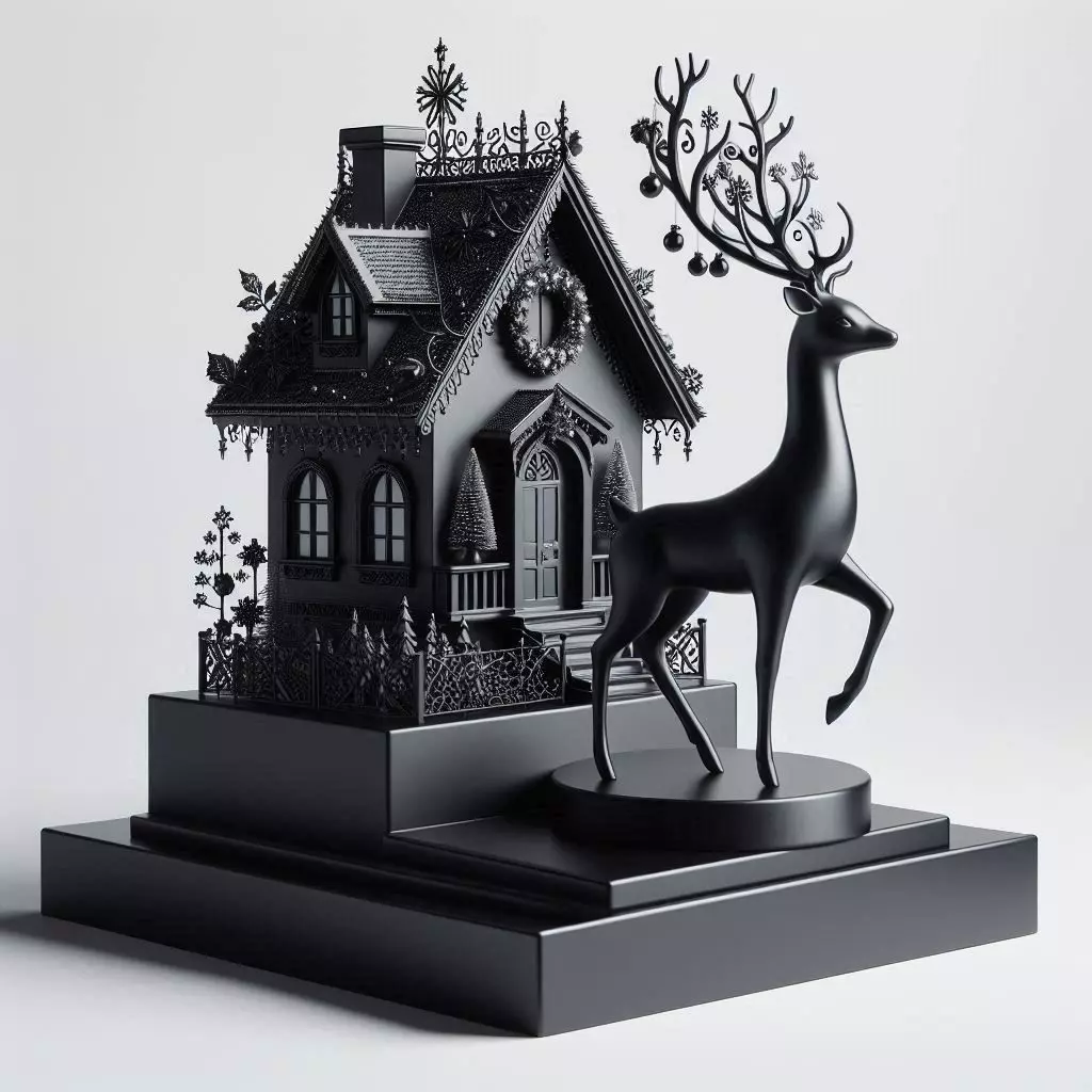 3D Christmas House with Deer Scene 3D print model_0