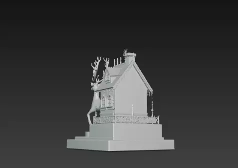 3D Christmas House with Deer Scene 3D print model_5