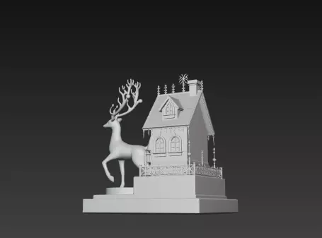 3D Christmas House with Deer Scene 3D print model_6