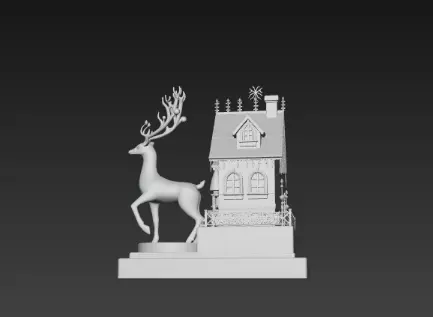 3D Christmas House with Deer Scene 3D print model_7