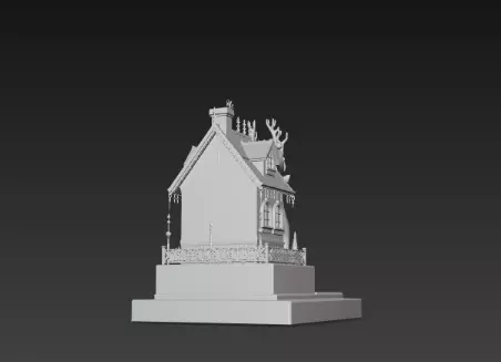 3D Christmas House with Deer Scene 3D print model_3