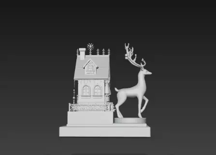 3D Christmas House with Deer Scene 3D print model_1