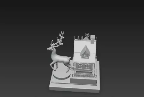 3D Christmas House with Deer Scene 3D print model_16