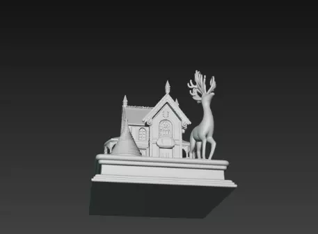 3D Festive House with Deer Christmas Scene 3D print model_18