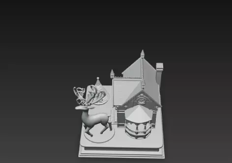 3D Festive House with Deer Christmas Scene 3D print model_15