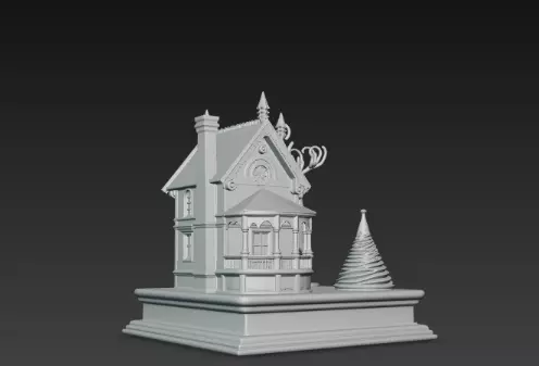 3D Festive House with Deer Christmas Scene 3D print model_3