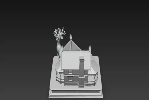 3D Festive House with Deer Christmas Scene 3D print model_14