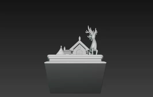 3D Festive House with Deer Christmas Scene 3D print model_20