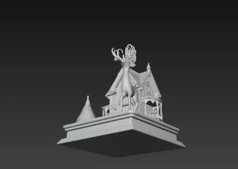 3D Festive House with Deer Christmas Scene 3D print model_17