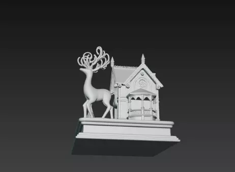 3D Festive House with Deer Christmas Scene 3D print model_16