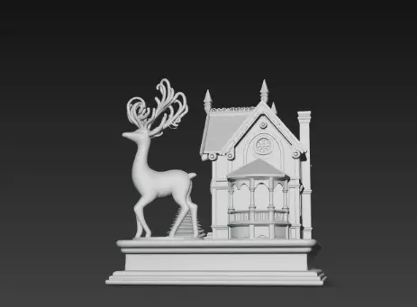 3D Festive House with Deer Christmas Scene 3D print model_8