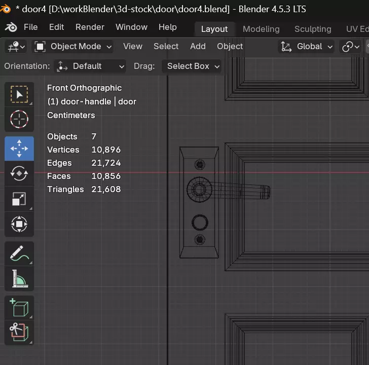Porta classica lignea realistic wooden door 3D model 3D model_1