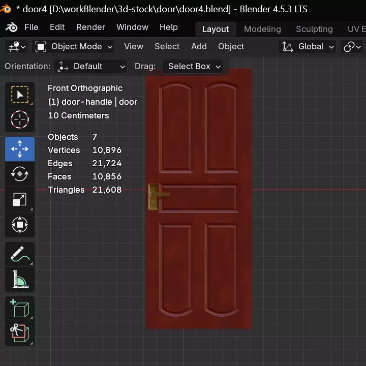 Porta classica lignea realistic wooden door 3D model 3D model_2