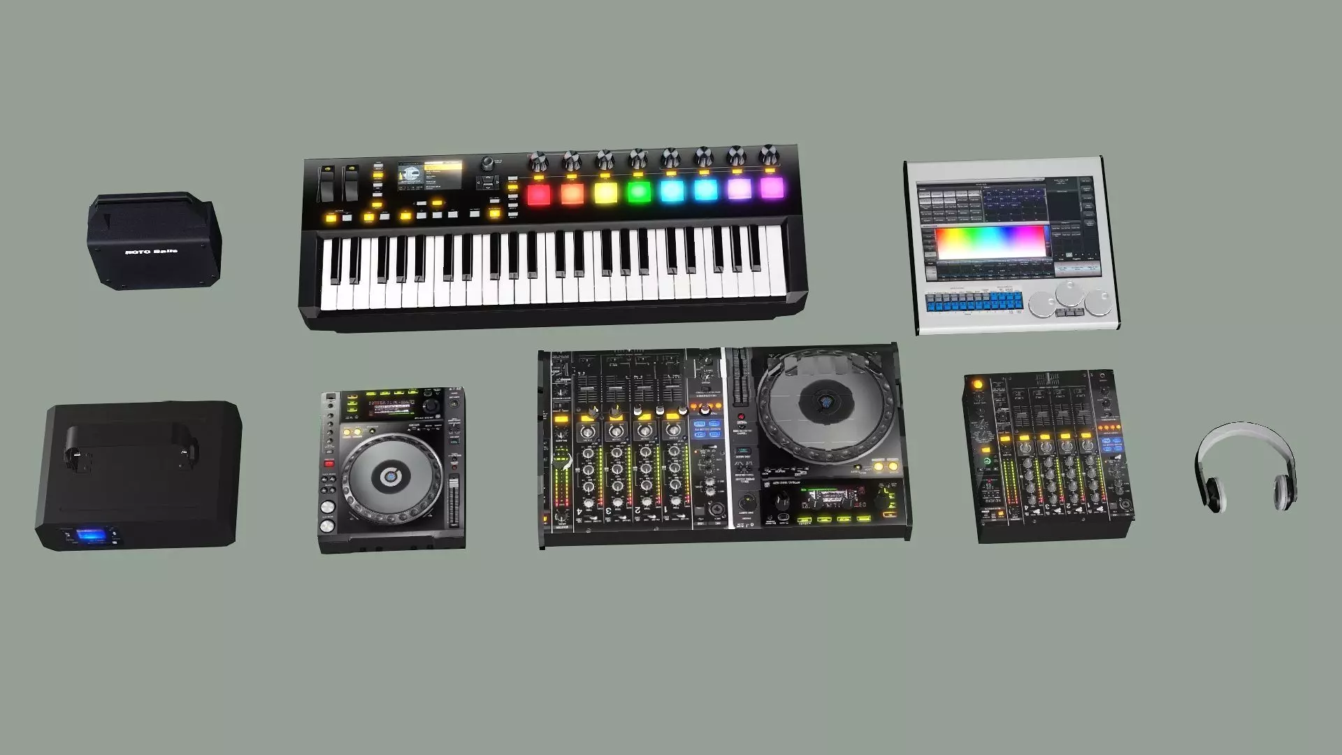 Pioneer Dj Native Traktor Music Set BLENDER 3D Model Low-poly 3D model_1