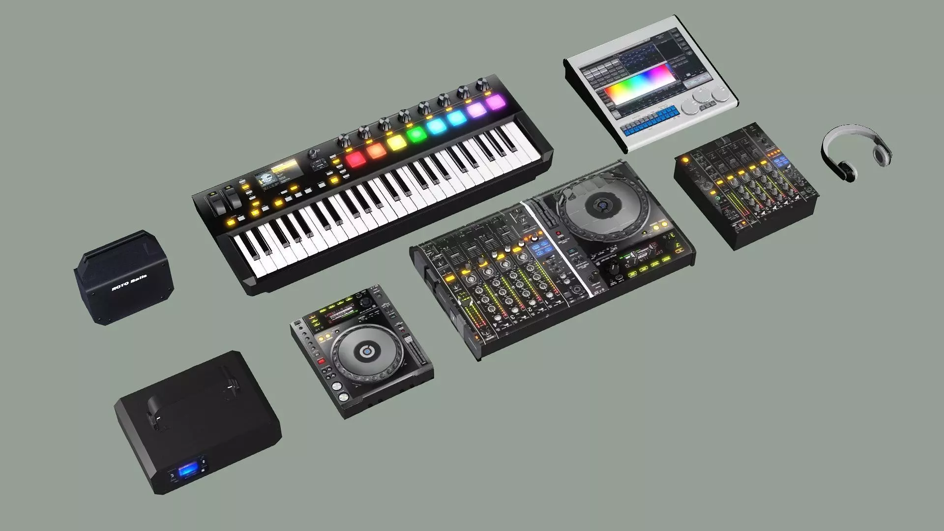 Pioneer Dj Native Traktor Music Set BLENDER 3D Model Low-poly 3D model_3