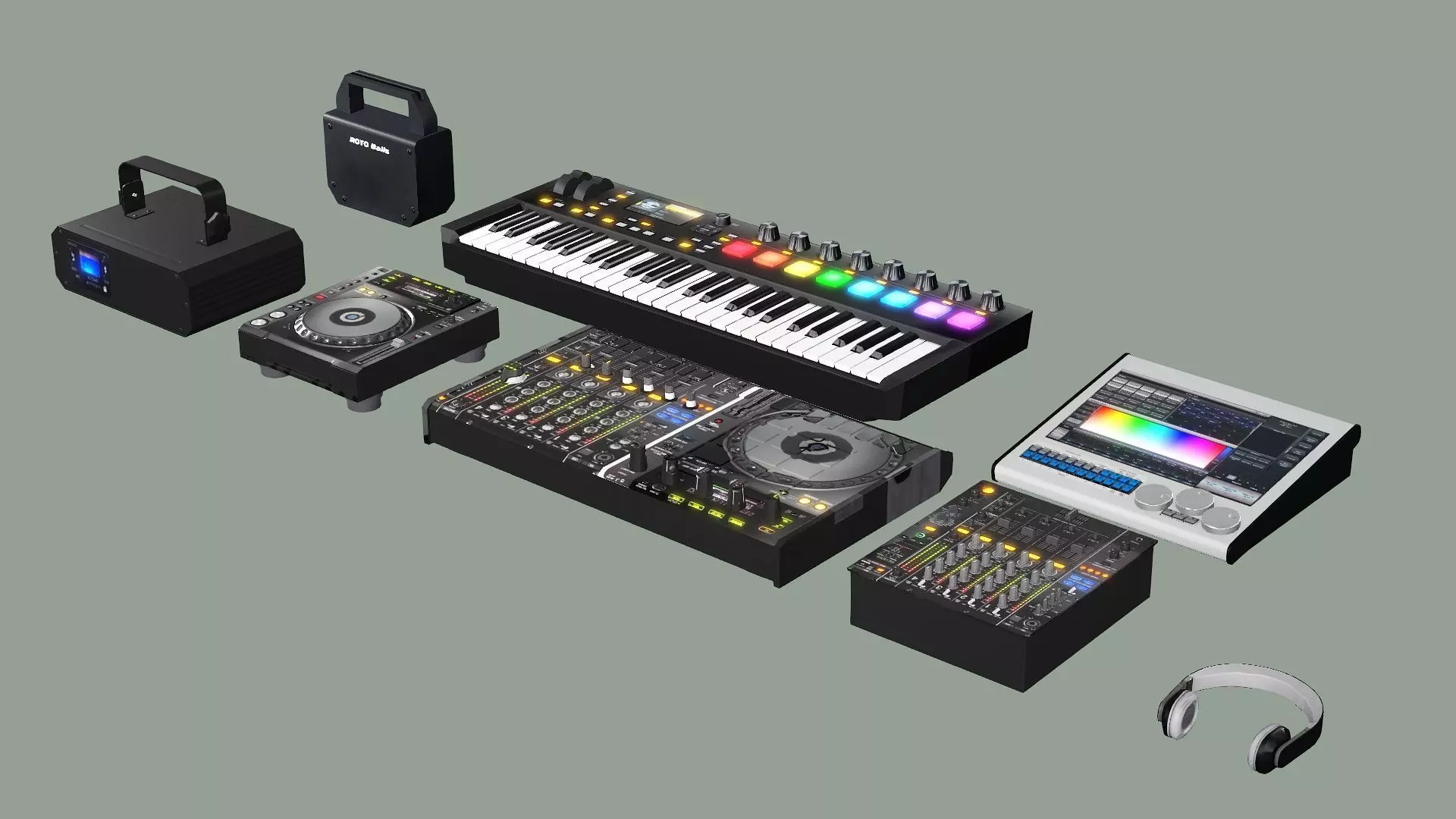 Pioneer Dj Native Traktor Music Set BLENDER 3D Model Low-poly 3D model_2