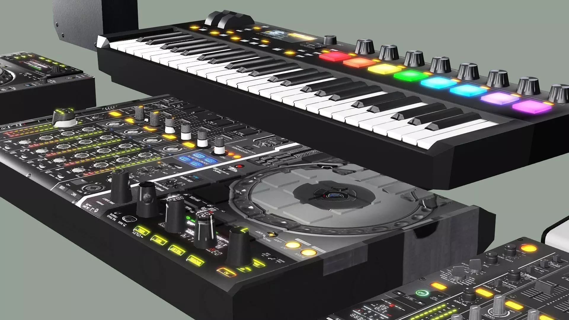 Pioneer Dj Native Traktor Music Set BLENDER 3D Model Low-poly 3D model_6