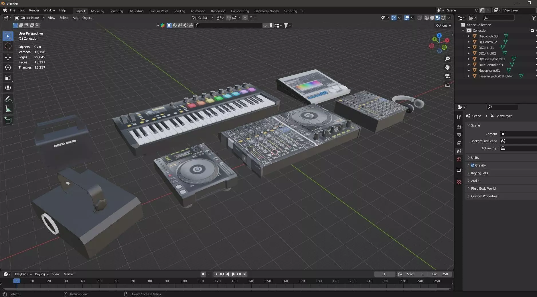 Pioneer Dj Native Traktor Music Set BLENDER 3D Model Low-poly 3D model_16