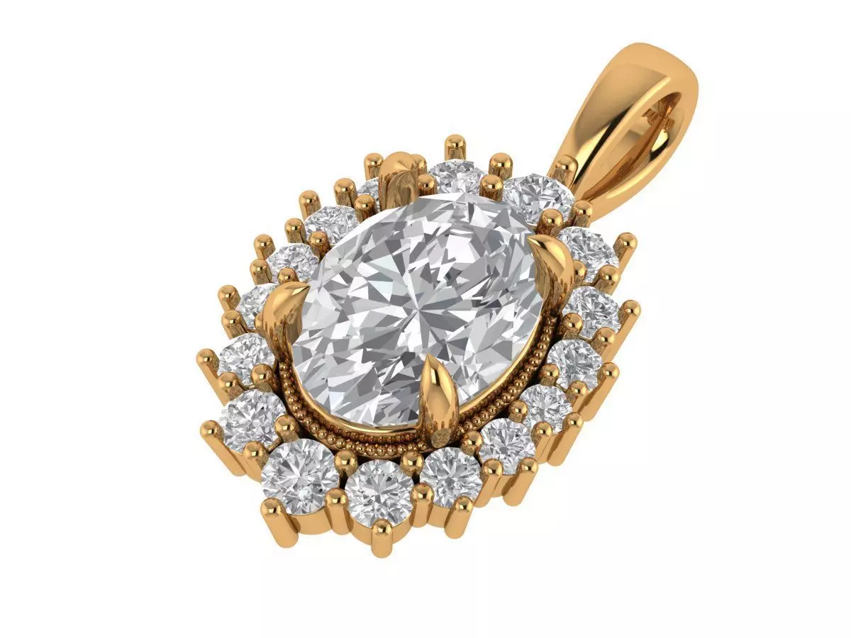 Oval Diamond Pendant 3D print model_3