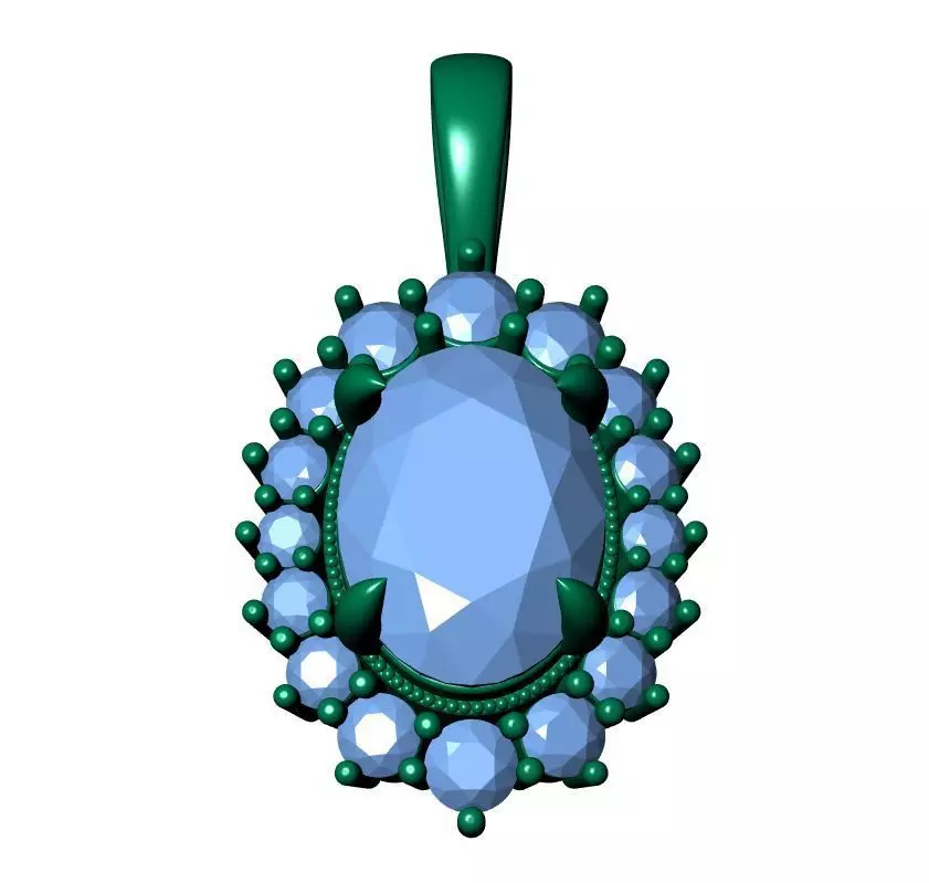 Oval Diamond Pendant 3D print model_12
