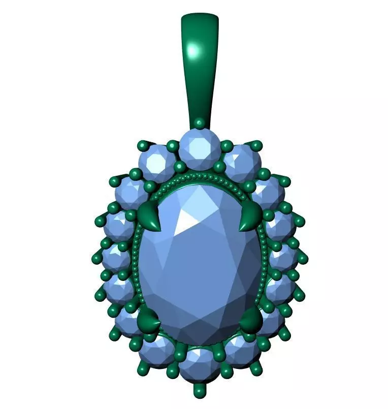 Oval Diamond Pendant 3D print model_11