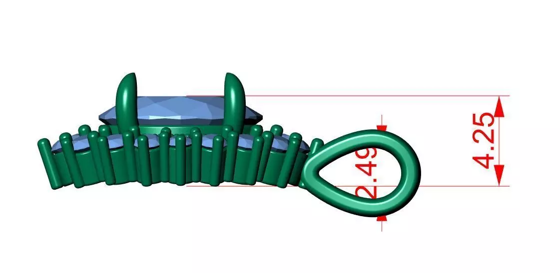 Oval Diamond Pendant 3D print model_7