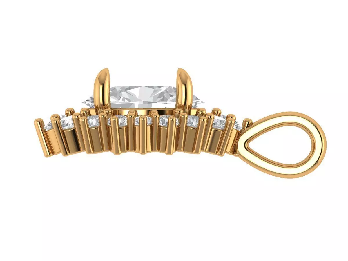 Oval Diamond Pendant 3D print model_4