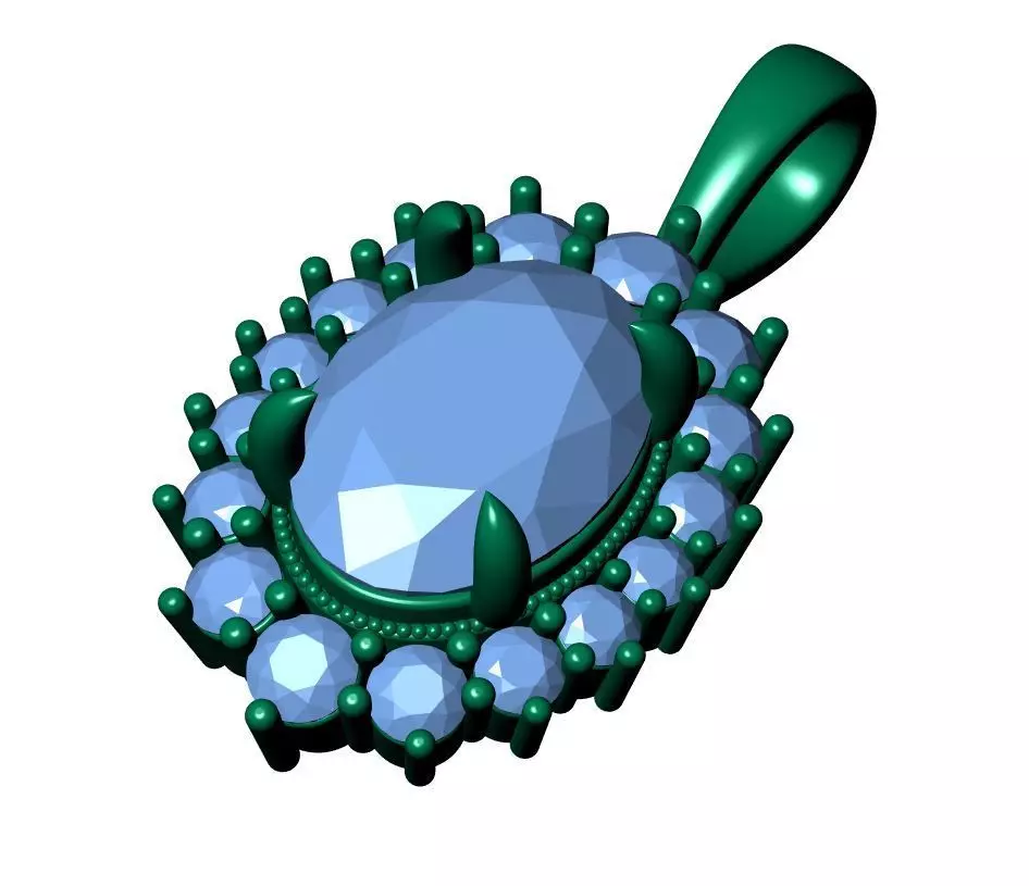 Oval Diamond Pendant 3D print model_8