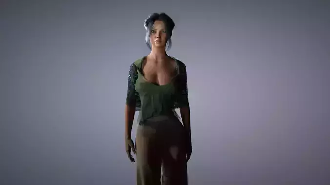 Realistic 3D Female Character  Natural Elegance