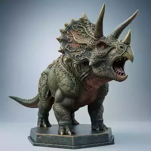 2649  Gothic Roaring Triceratops Dinosaur 3D Model