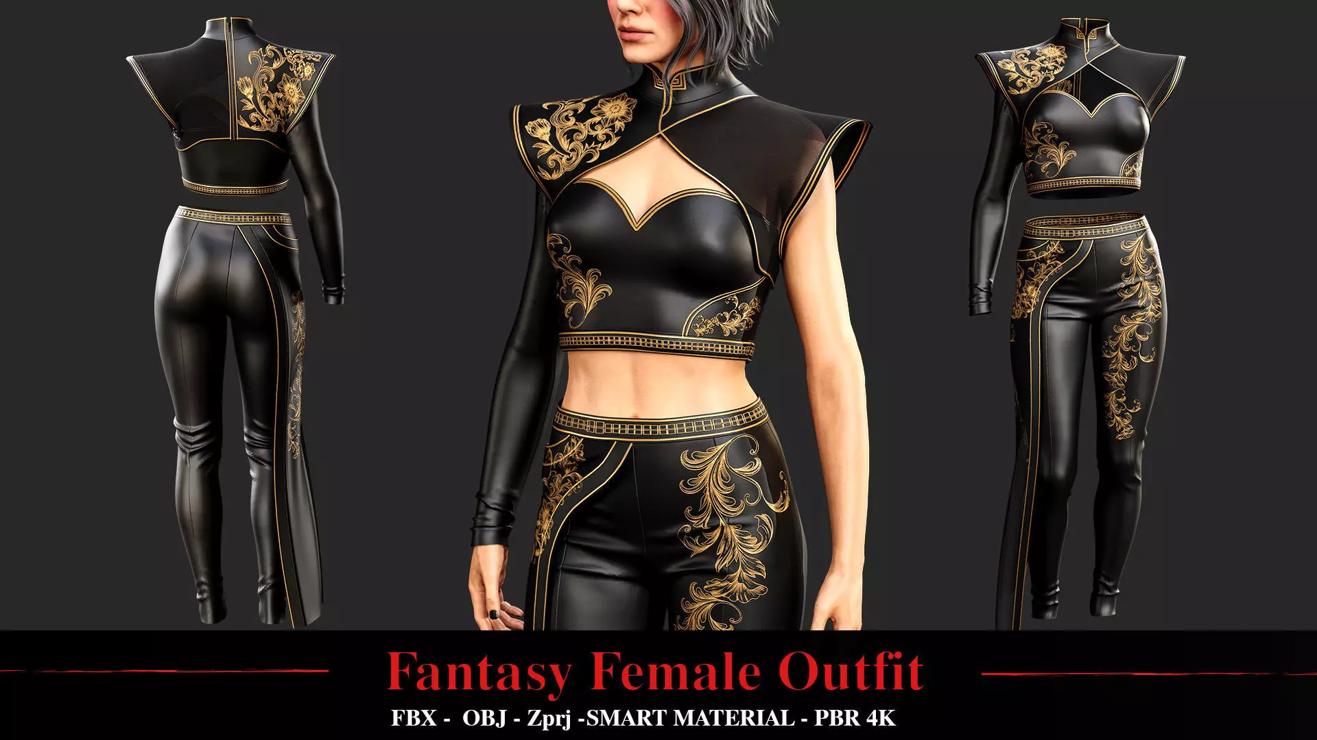 Fantasy Female Outfit 3D model_0