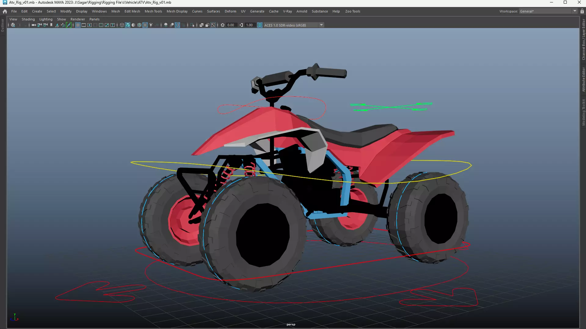 Cartoon Bike Pack - Rigged Motorbikes and Scooters Animation  Low-poly 3D model_5