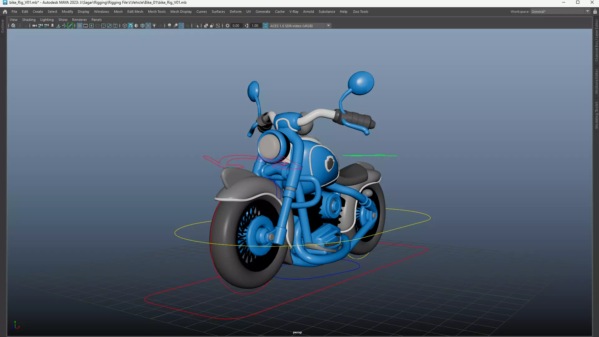 Cartoon Bike Pack - Rigged Motorbikes and Scooters Animation  Low-poly 3D model_11
