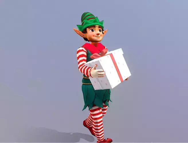 Santa Clause Elf stumble animated PNG FBX 
