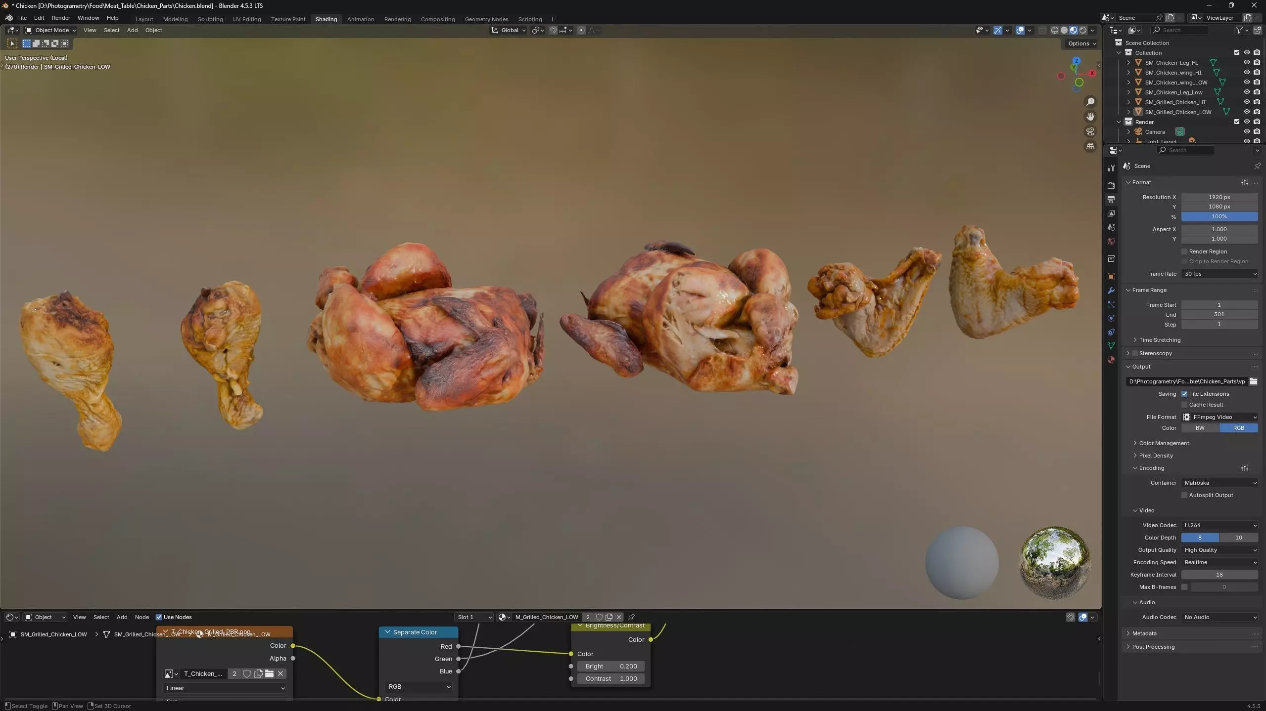 Chicken and a Parts Low-poly 3D model_5