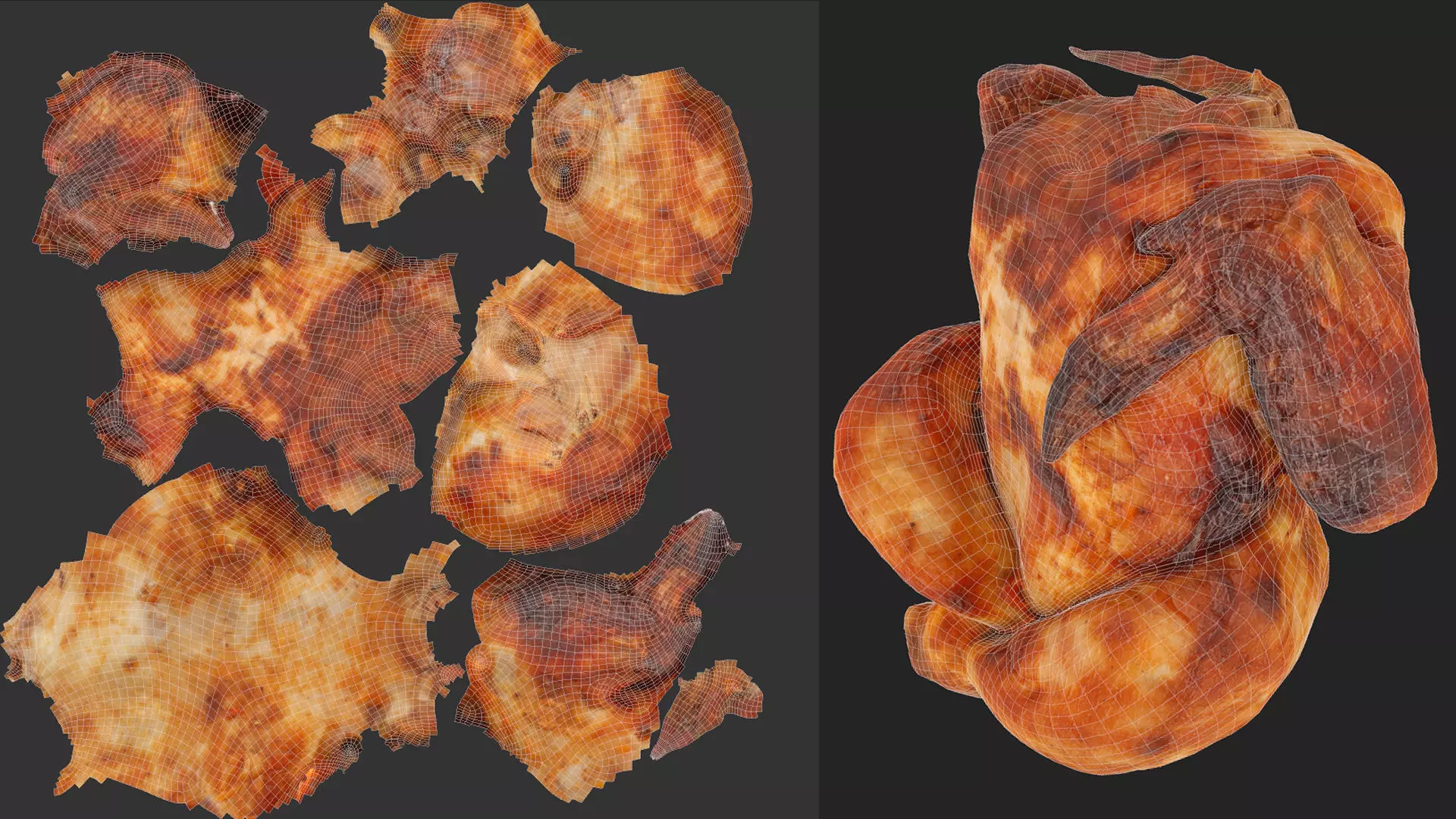 Chicken and a Parts Low-poly 3D model_10