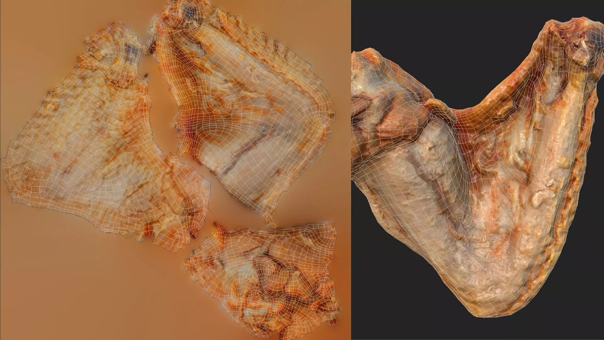 Chicken and a Parts Low-poly 3D model_14