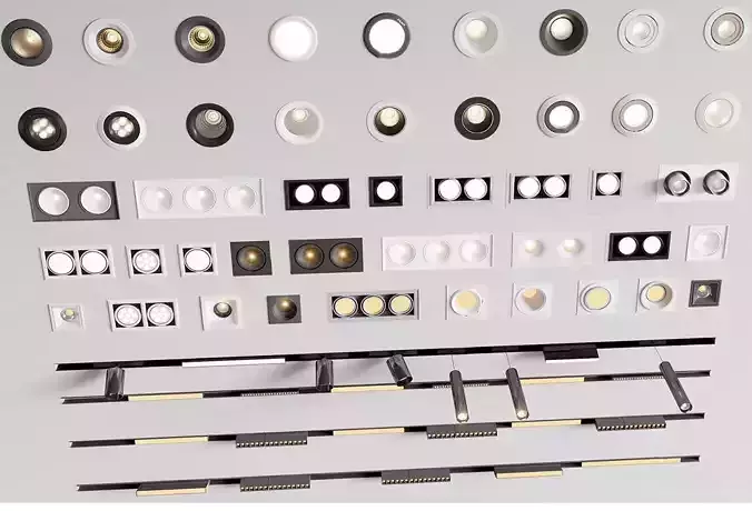 Modern downlights-spotlights-track lights 3D model