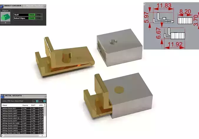 Cube Slide Connector Box Clasp gold gl0039