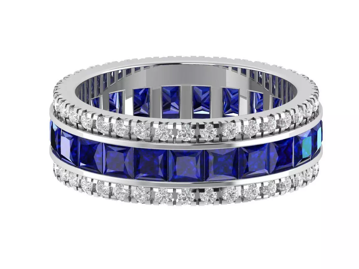 Princess Diamond Band Ring 3D print model